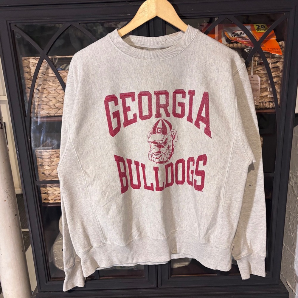 VTG Champion Sweatshirt Medium Gray Georgia Bulldogs Reverse Weave
